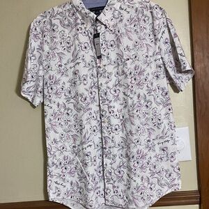 Tommy Hilfiger Men's Floral Button Down Shirt - White and Purple